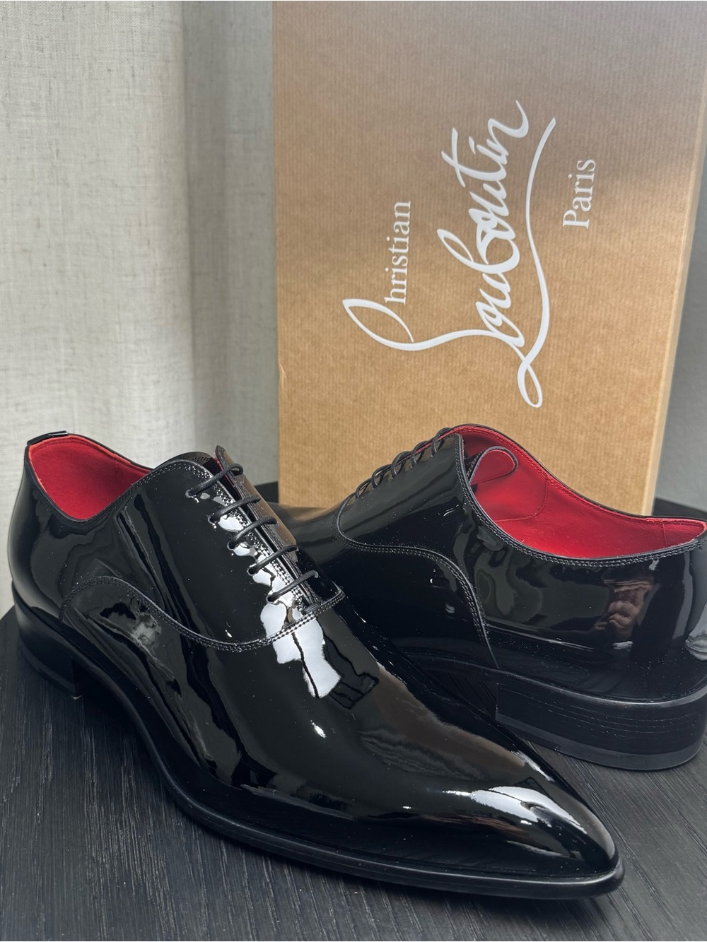 Christian Louboutin Pelvis Lace-Up Dress Shoes Patent Black 42 - Picture 4 of 9